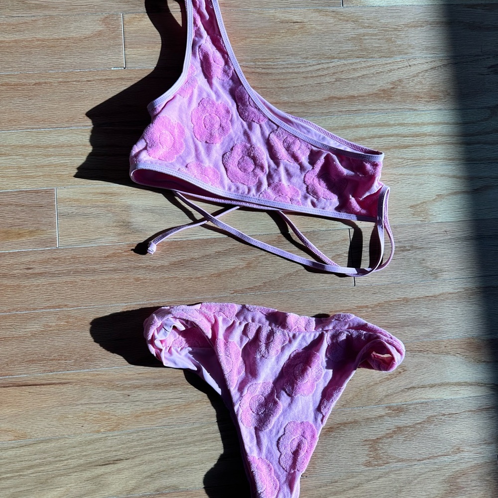 Frankie's Bikinis Pink Textured Set